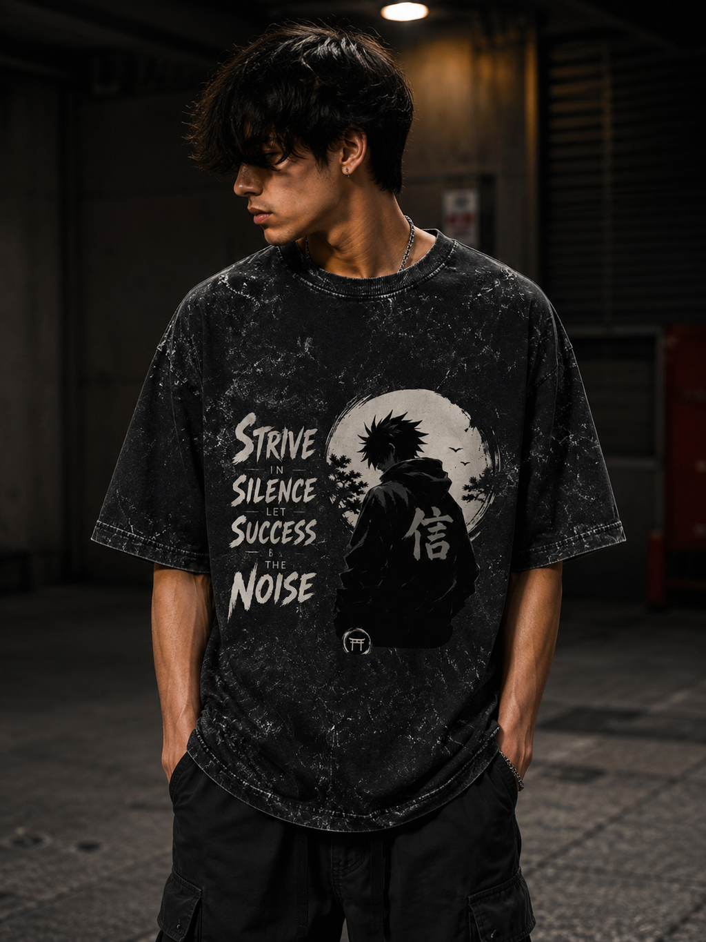 Anime Inspired Unisex Acid Washed Oversized Tee