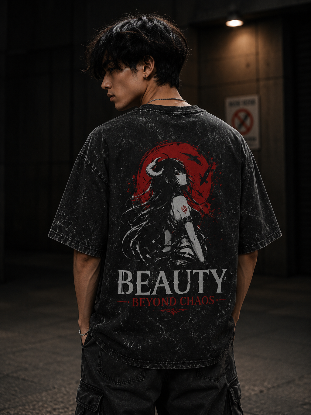 Beauty Byond Chaos Anime Inspired Unisex Acid Washed Oversized Tee