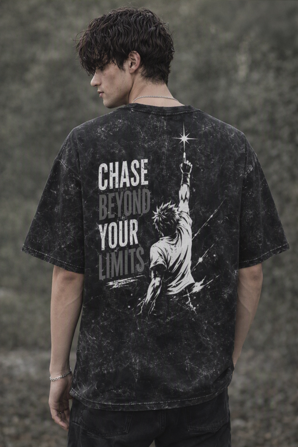 Chase Beyond Your Limits Anime INspired Unisex Acid Washed Oversized Tee