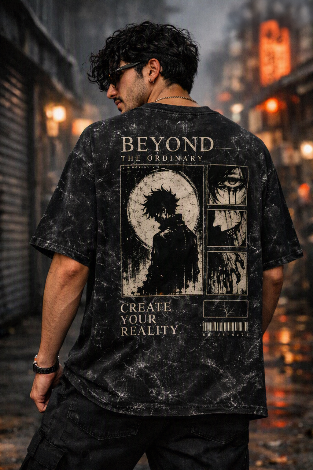 Byond The Ordinary Anime Inspired Unisex Acid Washed Oversized Tee
