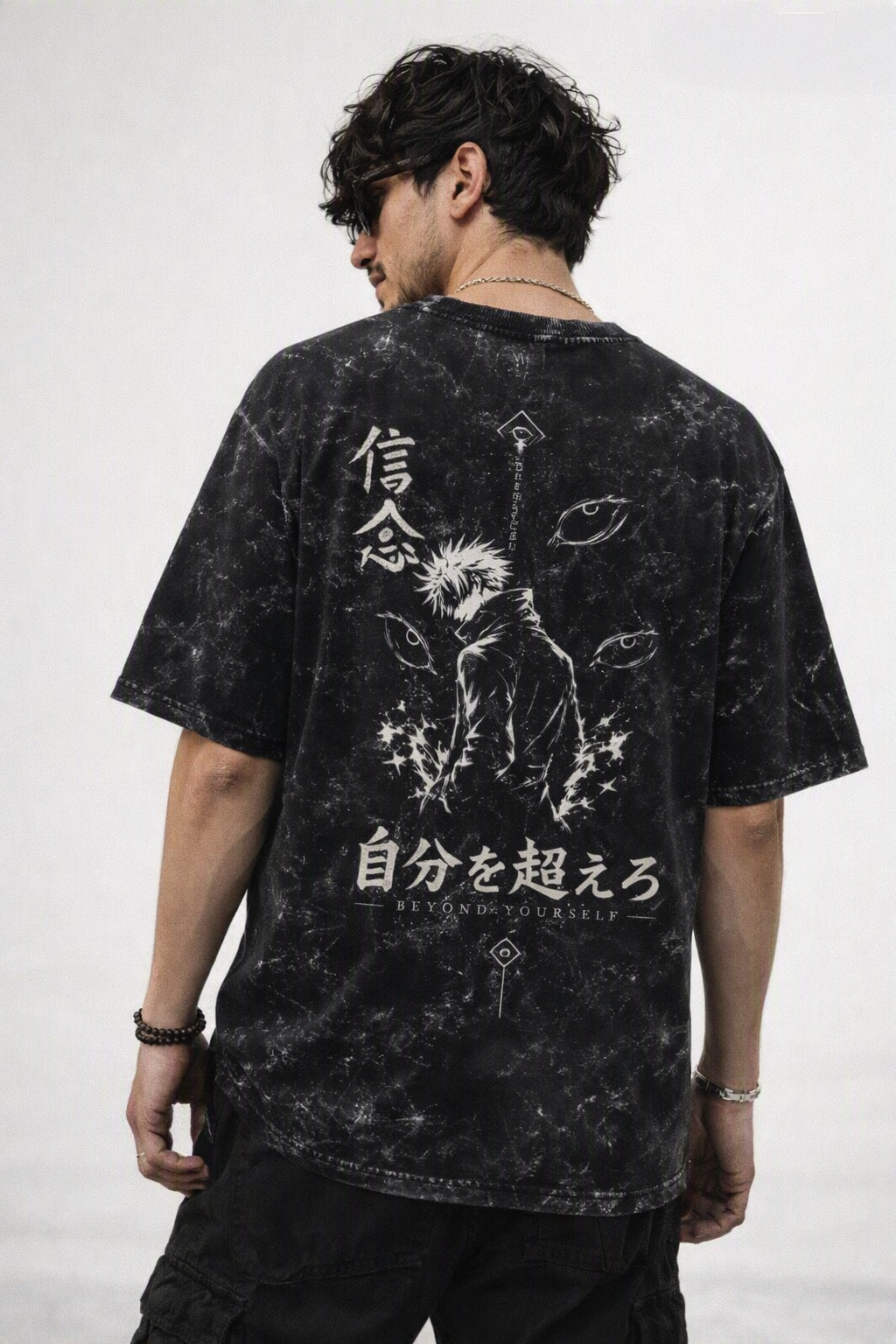 Anime Inspired Unisex Acid Washed Oversized Tee